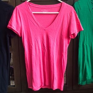 Bright Pink V Neck Tee